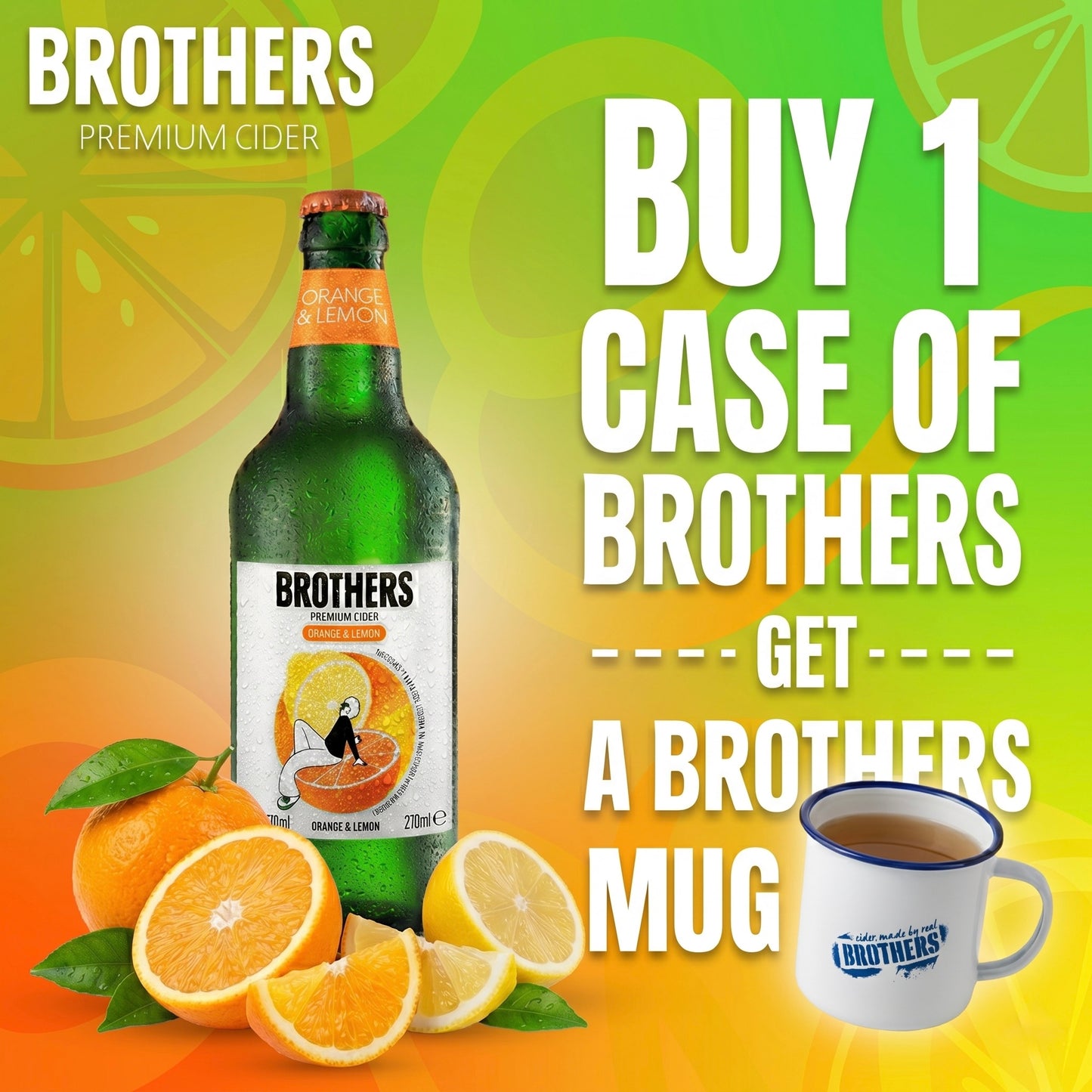 Brothers Orange & Lemon English Cider Bottle 12x500ml 4.0%