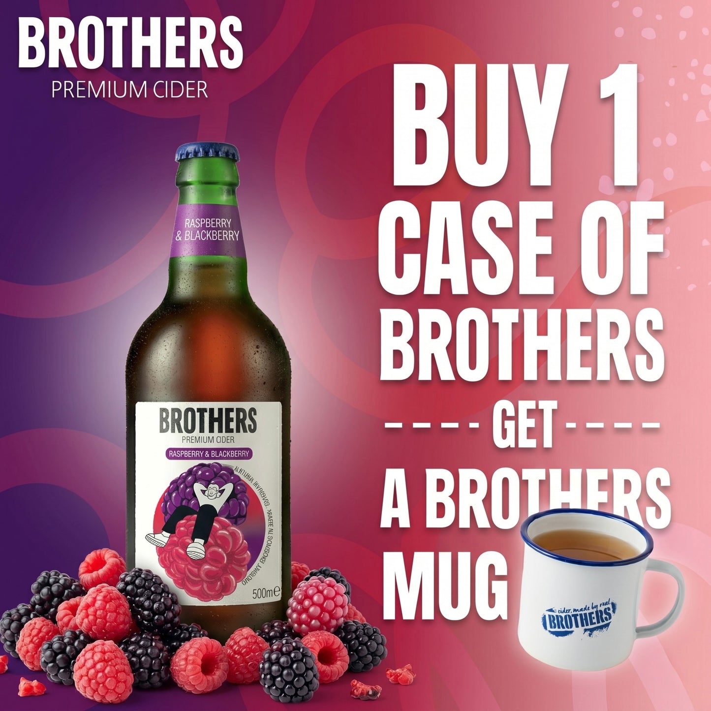 Brothers Raspberry & Blackberry English Cider Bottle 12x500ml 4.0%