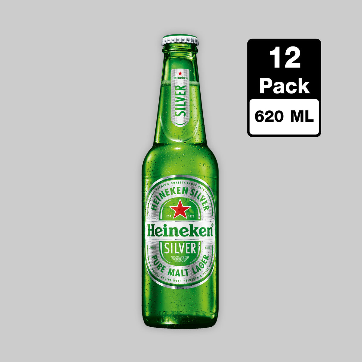 Heineken Silver Beer Large Bottle 12x620ml 4.0% | TIME2DRINK