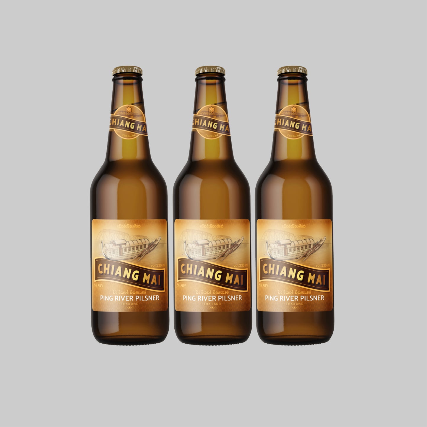 Chiang Mai Ping River Pilsner Bottle 330ml 5.0% (Pack of 3) - Time2Drink