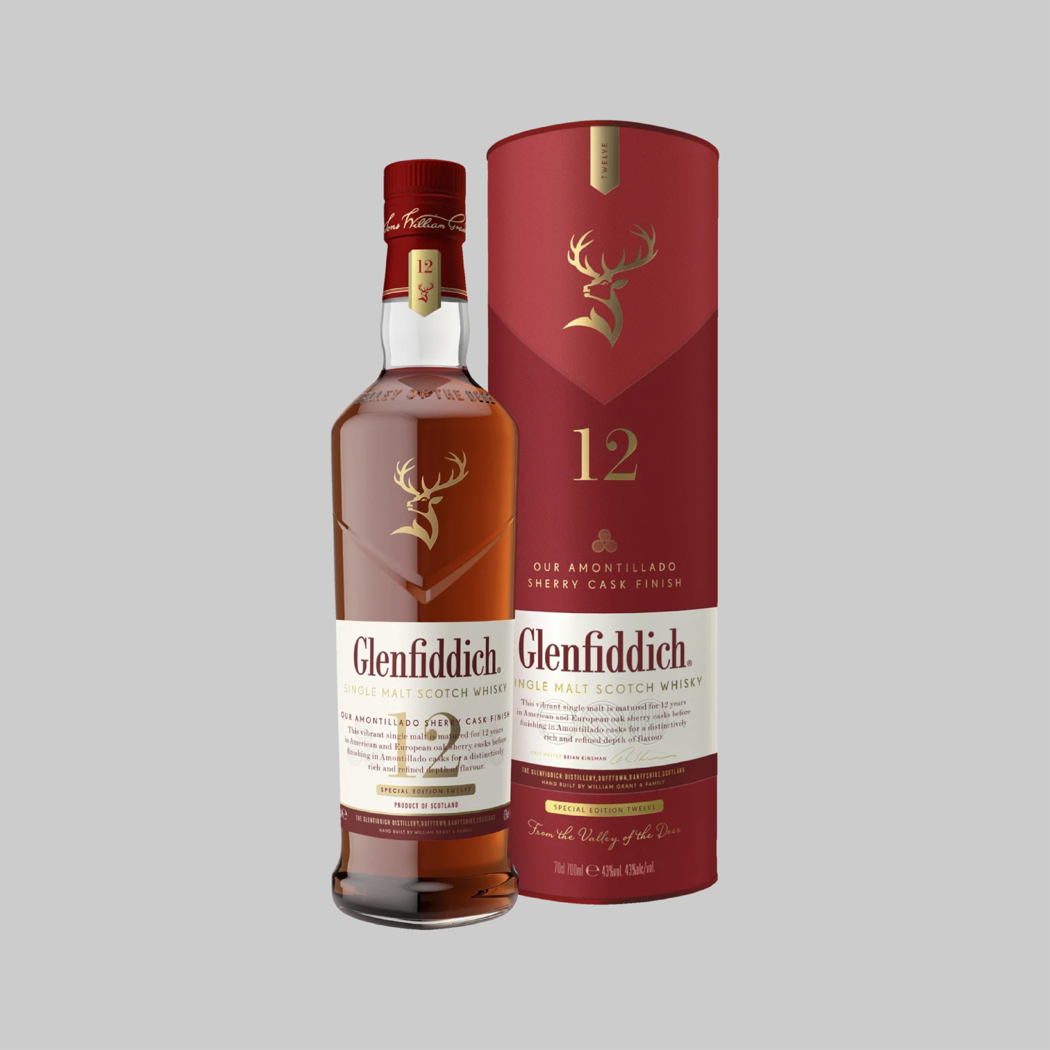 Glenfiddich 12 Years Sherry Cask Single Malt Scotch Whisky 700ml 43.0% | TIME2DRINK