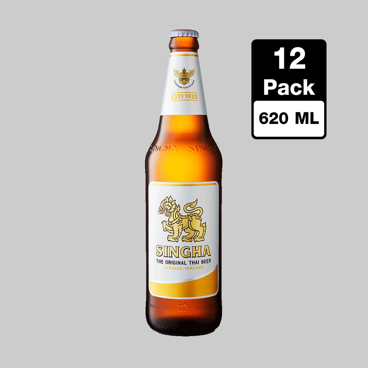 Singha Beer Large Bottle 12x620ml 5.0% | TIME2DRINK