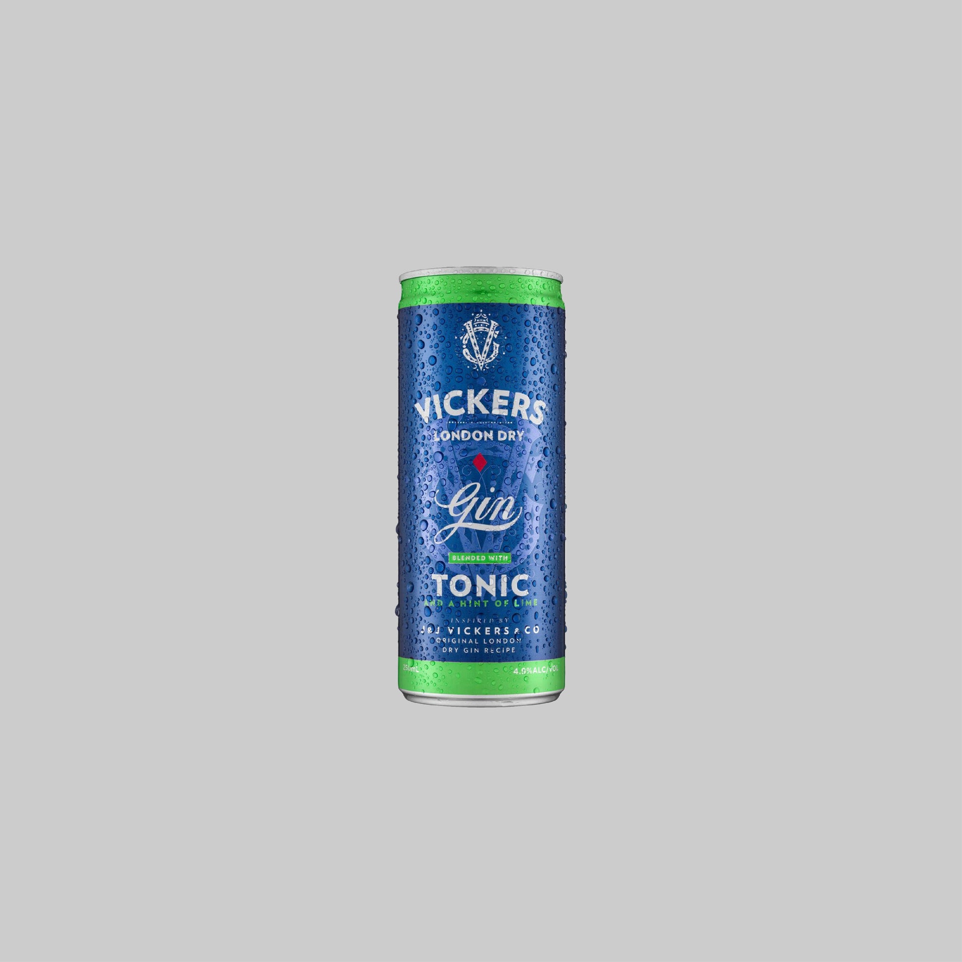 Vickers Gin With Tonic & Lime Can 250ml 4.9% - Time2Drink