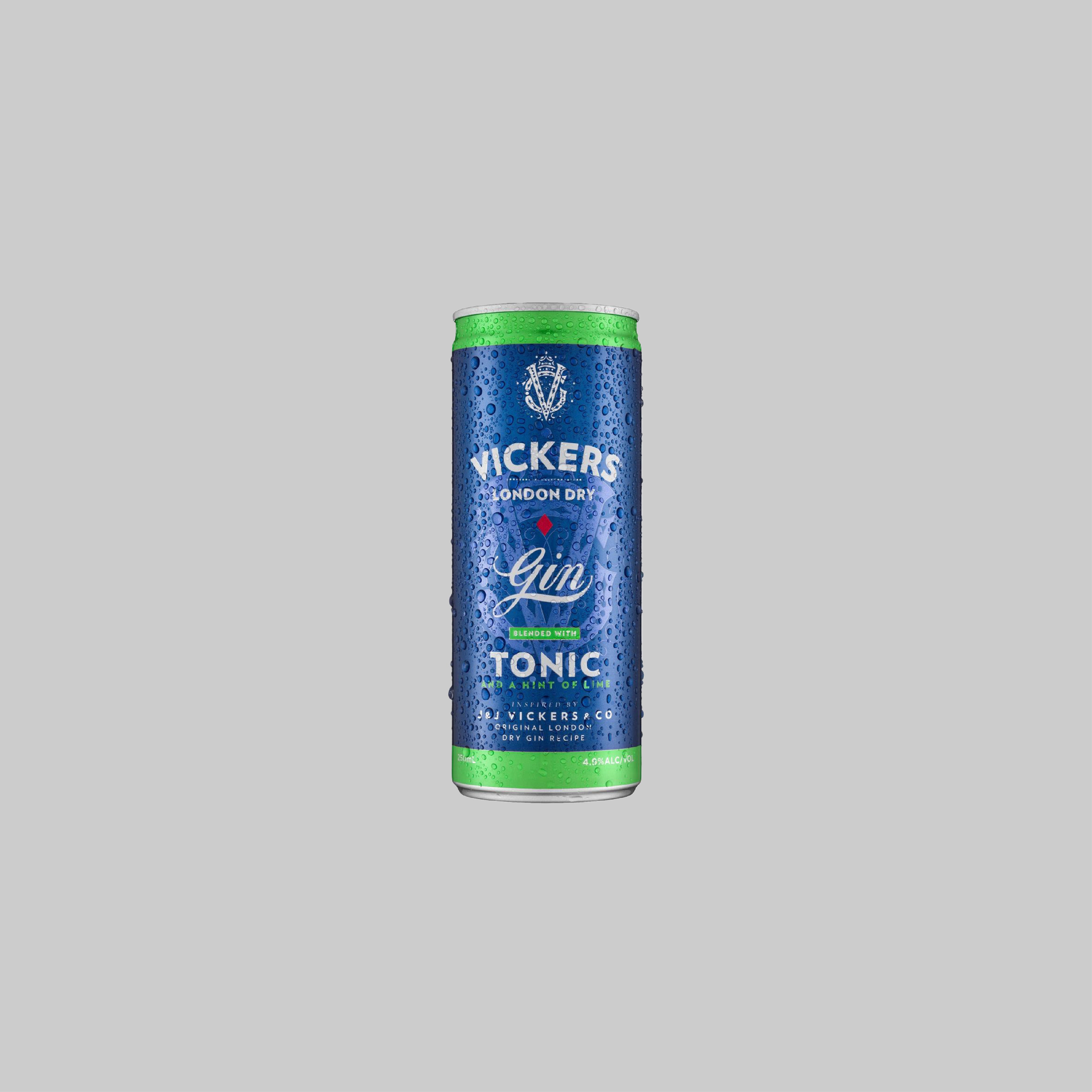 Vickers Gin With Tonic & Lime Can 250ml 4.9% - Time2Drink